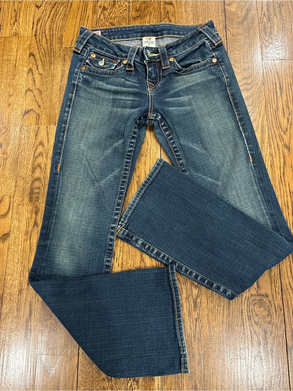 True Religion Women's Dark Blue Straight Leg Denim Jeans